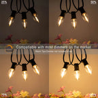 50PCS C7 LED Light Bulbs Plastic Shatterproof E12 Candelabra Base 1W Equal to 10W Replace Bulb For Outdoor  Decor String Lights
