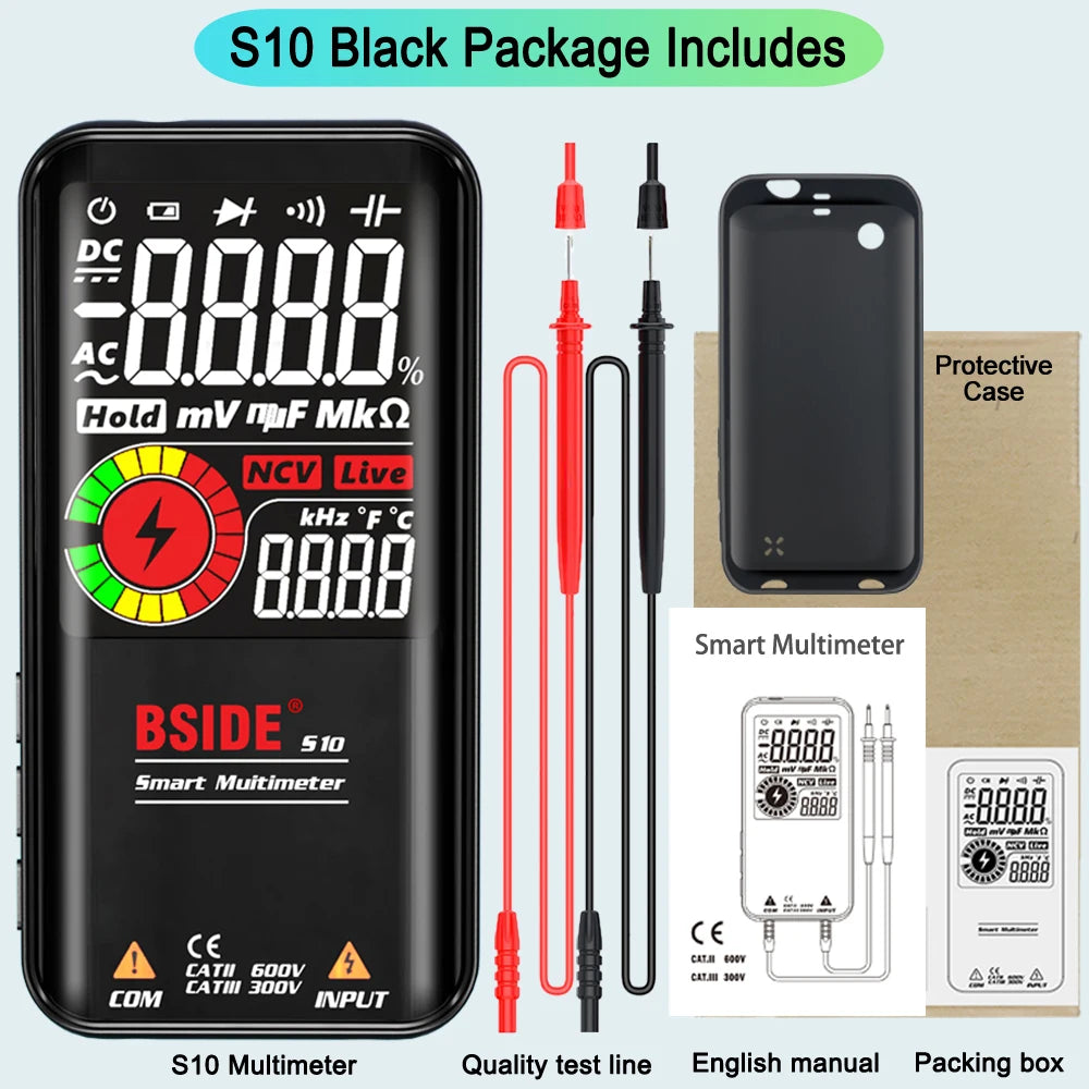 BSIDE Digital Multimeter Smart Electrician Tester USB Charge T-RMS DC AC Voltage Capacitance Ohm Hz NCV Professional Multitester