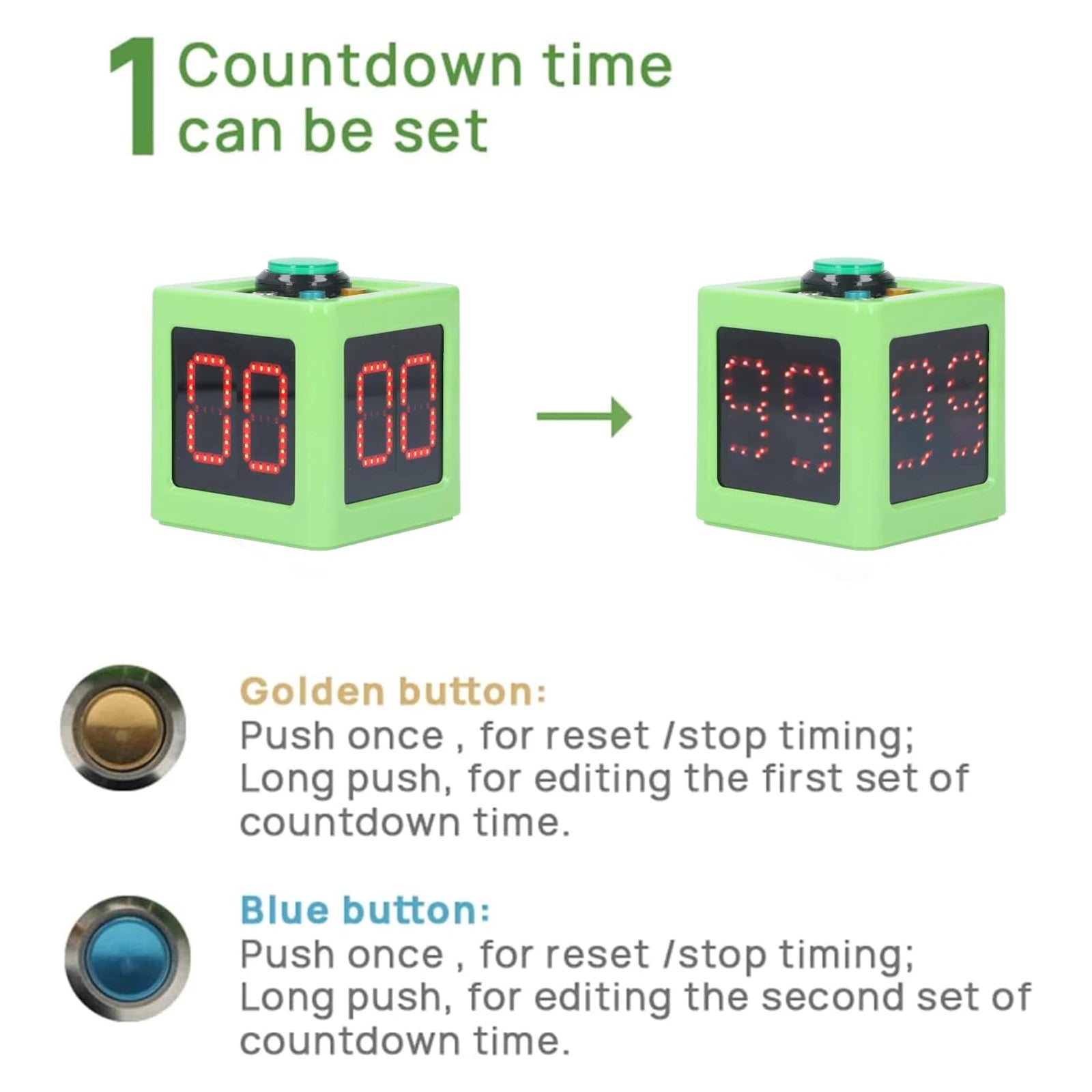 Poker Shot Clock with 1.4in Display 4 Sides Cube Timer 5-Level Brightness No Battery for Poker Casino Chess Tournament