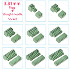 10PCS 2.54/3.81/5.08MM 2EDG 15EDG 2/3/4/5/6/7/8 Pin Screw Terminal Block Connector Pitch Plug+Straight/Curved Needle Pin Socket