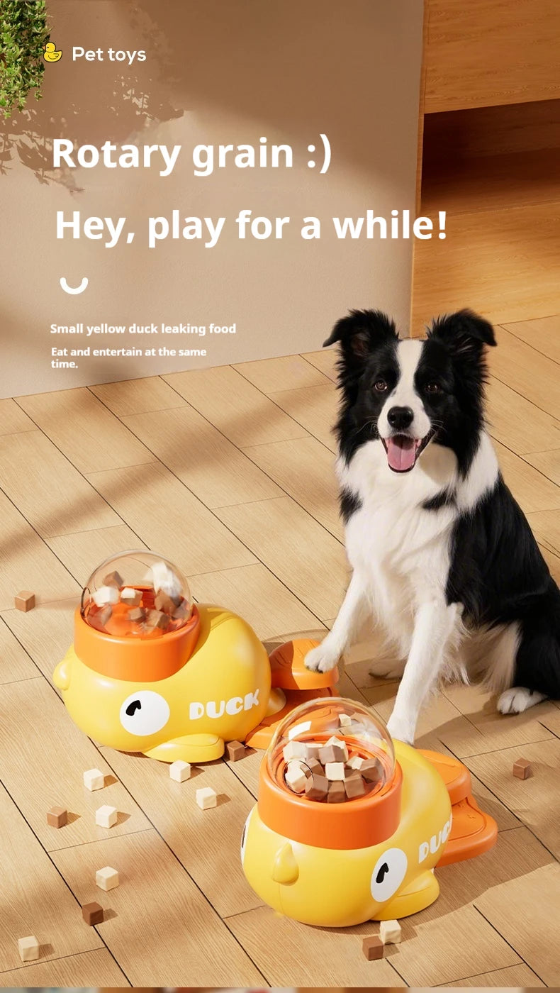 Intelligent Dog Automatic Feeder Cat Dog Puzzle Feeder Interactive Pet Food Treat Dispenser Cartoon Duck Design for Dog Training