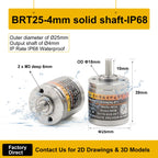 Briterencoder Single-turn Absolute Rotary Encoder SSI/RS485/Analog Output Waterproof, Power-Off Memory for Angle  & Speed