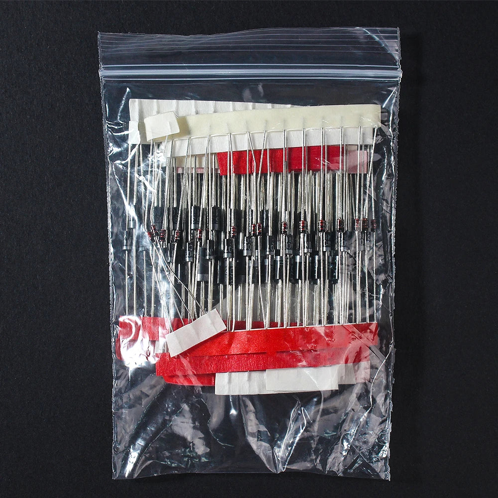 100pcs 8 types Schottky Diode Rectifier Diode Kit 1N4148 1N4007 1N5819 1N5399 1N5408 1N5822 FR107 FR207 Fast Switching Diode