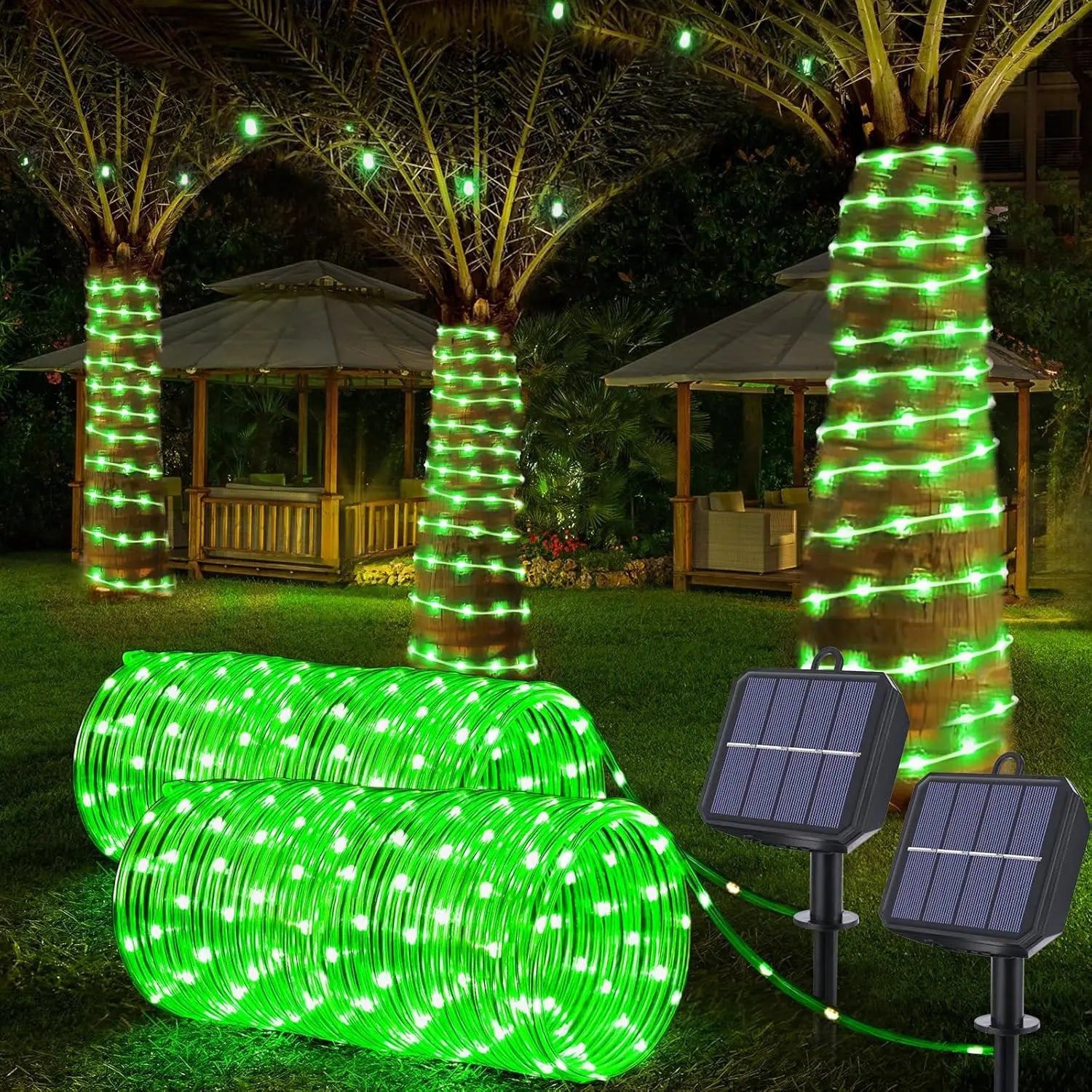 1pack Solar Rope Lights Solar LED Light Path Outdoor Garden Solar String Lights Waterproof Outdoor Lighting Strips 8 Light Modes