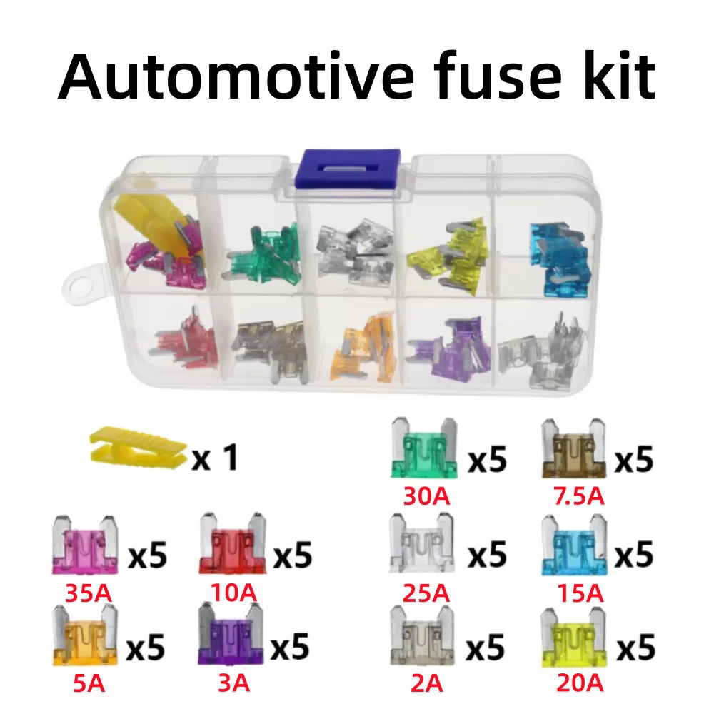 Profile Medium Mini Micro2 Size Blade Type Car Fuse Assortment 5/7.5/10/15/20/25/30/35A Fuse Set Auto Car Truck with Box Clip