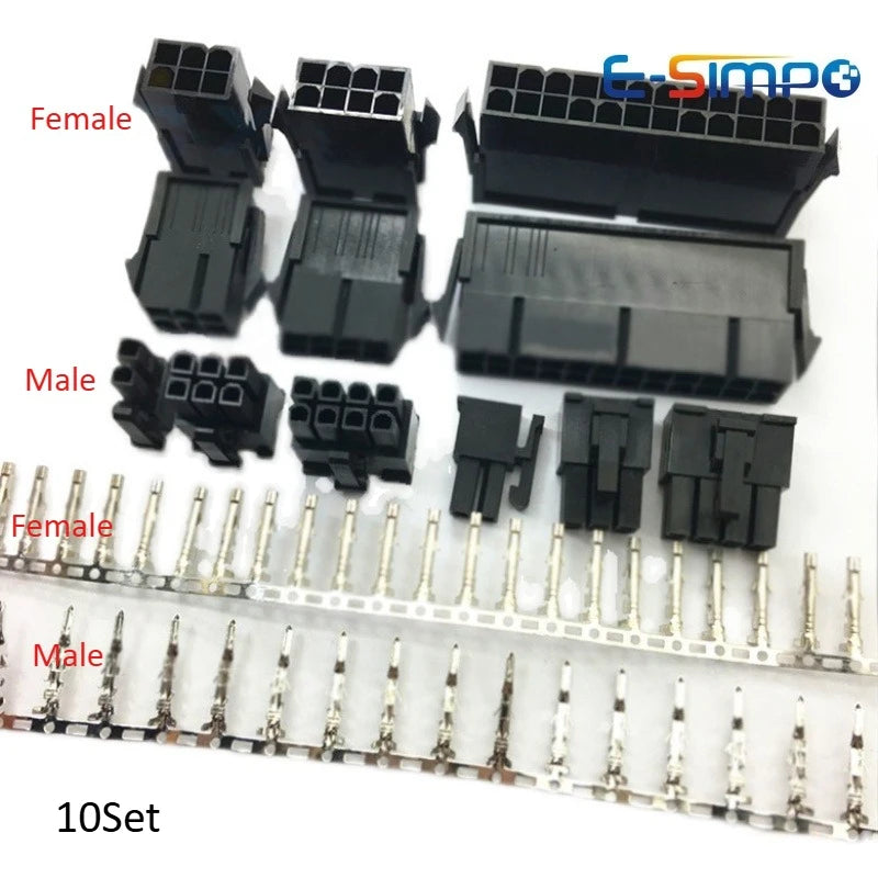 10Set 4.2mm Pitch 0.165" MOLEX Mini-Fit Dual Row 2*1-2*12 Pin Male Plug Female Receptacle Terminal Connector 5557/5559/5566/5569