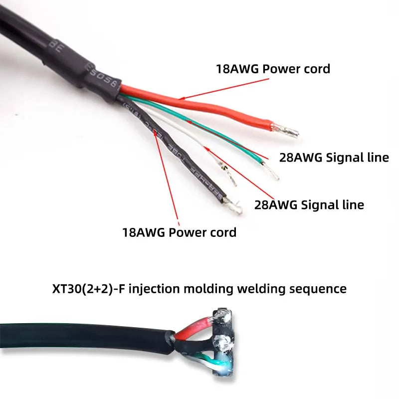 1PCS  Amass XT30 (2+2) Female Connector with Signal Pins, XT30F 4 Pin Plug with Silicone Wire for Robotics, FPV Drone, CAN Bus