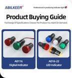 ABILKEEN 20PCS/LOT AD16-22F Square Head LED Indicator Light 22mm Panel Mount Signal Lamp Red Green Yellow Blue White