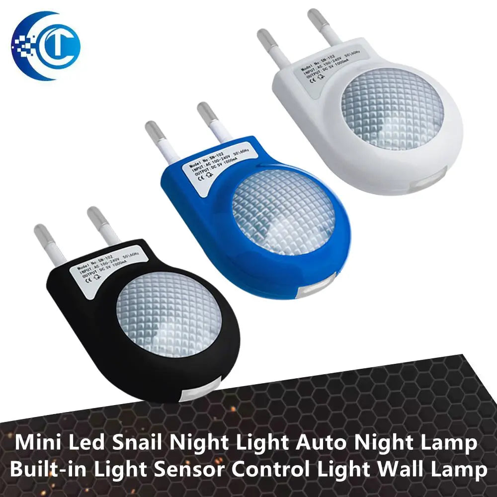 Mini Led Snail Night Light Auto Night Lamp Built-in Light Sensor Control Light Wall Lamp For Baby Kids Bedroom EU Plug