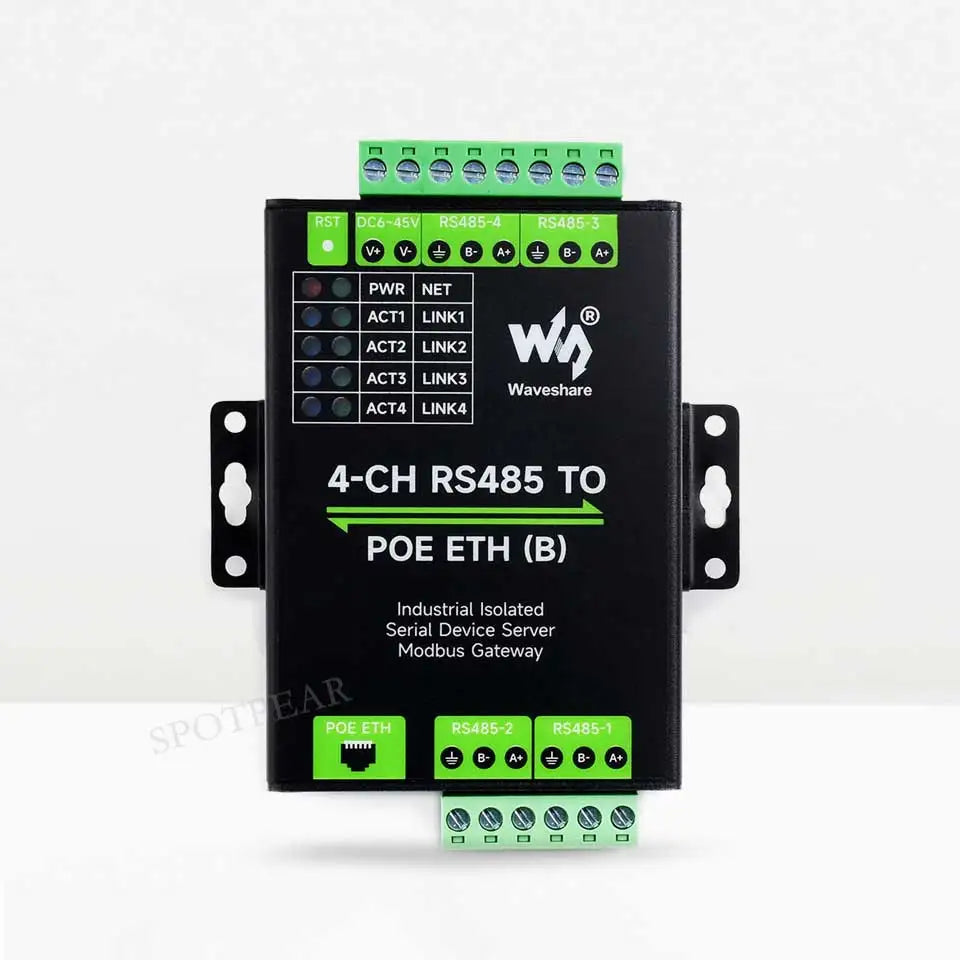 Industrial Isolated 4CH RS485 TO POE ETH (B) RJ45 Converter UART For Modbus 4-Ch RS485 to RJ45 Ethernet Serial Server