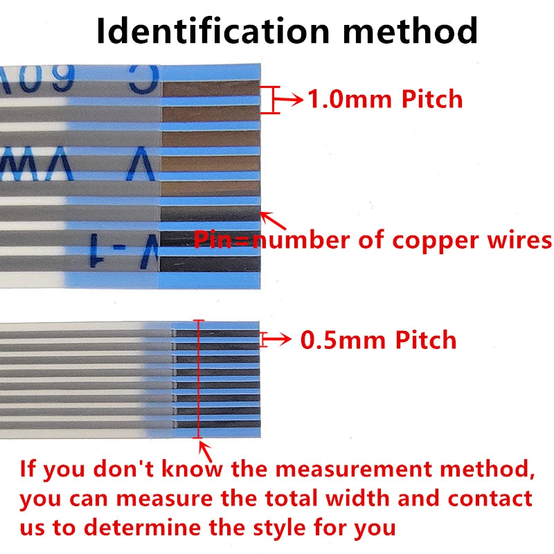FPC FFC Ribbon Flexible Flat Cable 4P/6P/8P/10P/12P/14P/16P/18P/20 Pin Pitch 0.5MM 1.0MM AWM 20624 80C 60V 6/10/15/20/25/30/40CM