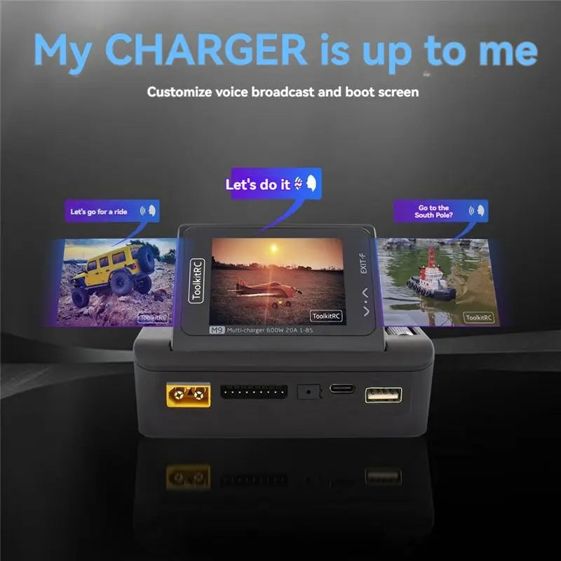 Toolkitrc M9 600W USB Fast Charing DC Smart Adjustable Screen Angle With Audio Function For 1-8S Lipo Lihv Life Battery
