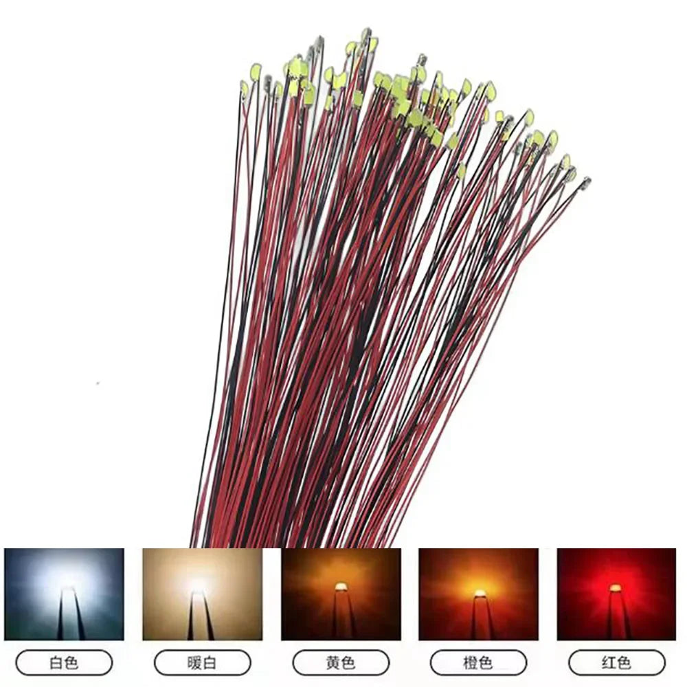 100Pcs/Lot 0402 0603 0805 1206 Led SMD Wire For Model Train HO N OO Scale Red Black Line Pre-soldered Micro Litz Diorama Railway