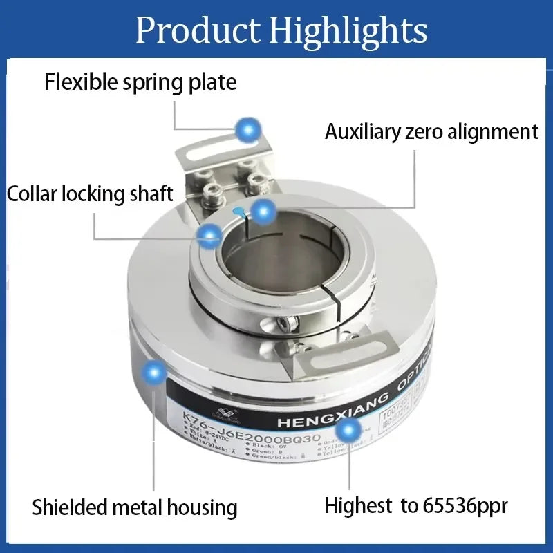 2026  K76 Hollow Shaft Ring Encoder Rotary Incremental Optical Encoder 18/20/22/25/30mm Shaft Diameter