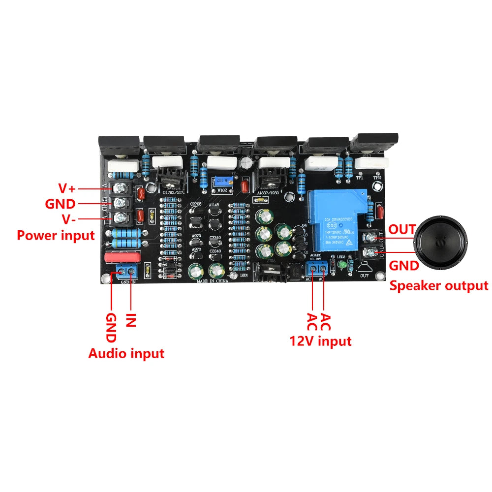300W Mono Power Amplifier Board 1943+5200 Hifi High-Power Audio Amplifier Board With Speaker Protection
