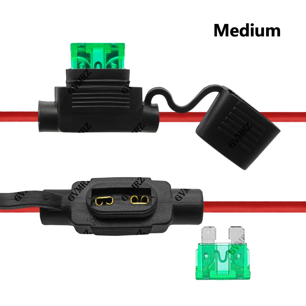 1Set 1A-40A Waterproof 32V Mini/Small/Medium Auto Fuse Holder 18/16/14/12/10AWG With Car Blade Fuse 3A 5A 7.5A 10A 15A 20A
