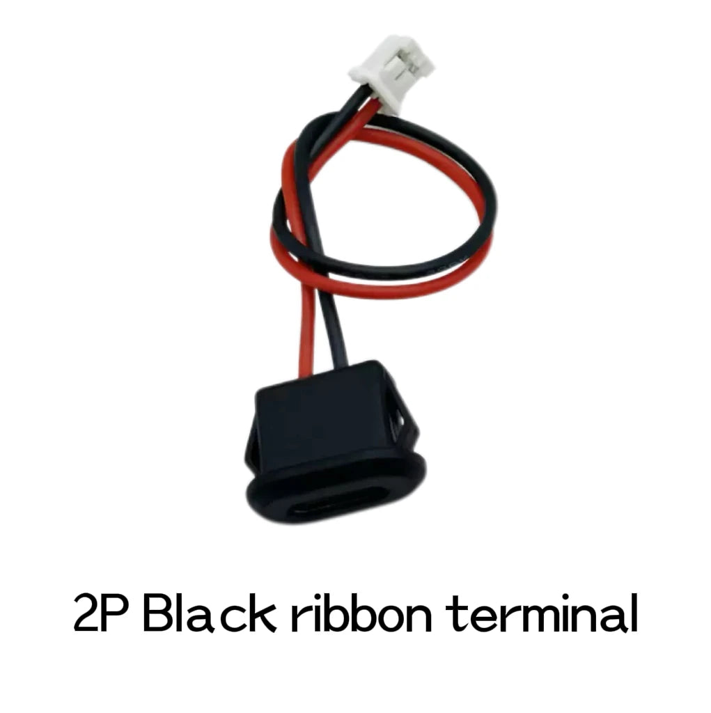Waterproof USB Type C Female Socket, 2-Pin 3A Fast Charging Port, Direct Crimp Mount for Cable Repair & DIY Extension