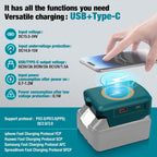 Fast Wireless Charger Adapter for Makita/Milwaukee/Dewalt 18V Battery - with Type C & USB Output, Wireless Phone Charger
