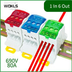 UKK80A Single Pole Power Splitter Box Large Current One In Multi Out DIN Rail Branch Line Distribution Terminal Block UKK80A