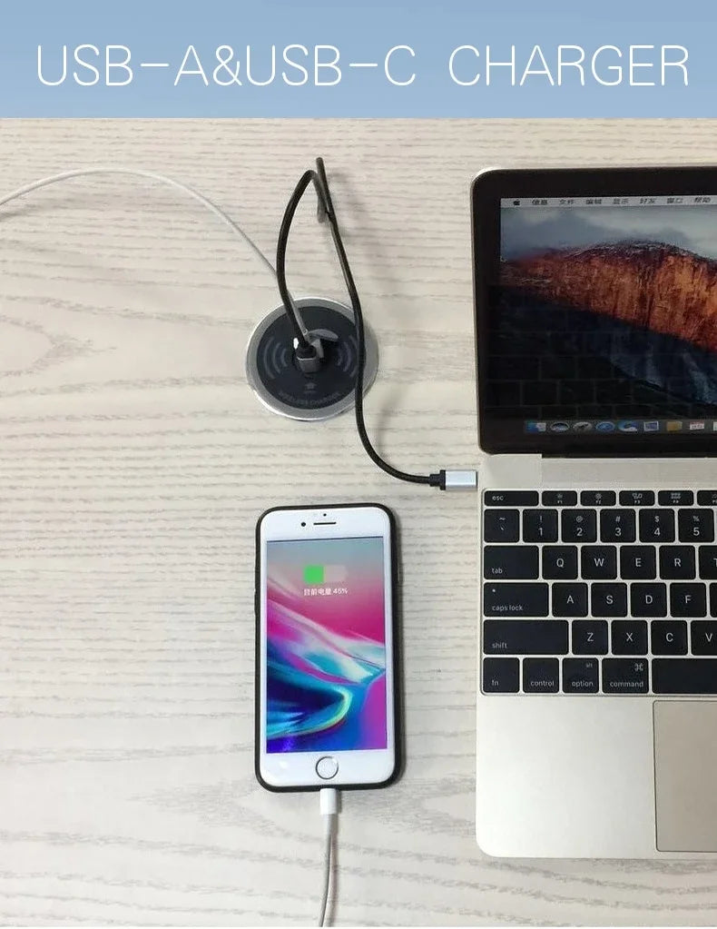 QI 3 in 1 Wireless Charger Buld in With Type-C USB Ports Quick Wireless Embedded Charger for iPhone 11 13 Airpods Xiaomi