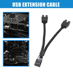 Computer Motherboard USB Extension Cable 9 Pin 1 Female To 2 Male Y Splitter Audio HD Extension Cable For PC DIY