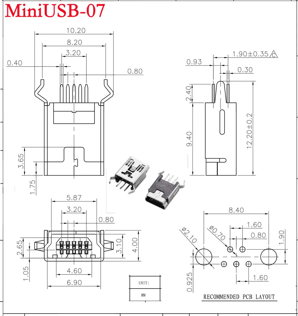 10PCS Mini USB SMD SMT 4Pin 5Pin Female Mini B Socket Connector Plug Straight DIP Jack Connector Plug-in