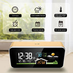 Wireless Weather Station Wooden Alarm Clock Digital Thermometer Humidity Temperature Wireless Sensor Home TimeWatch Desktop
