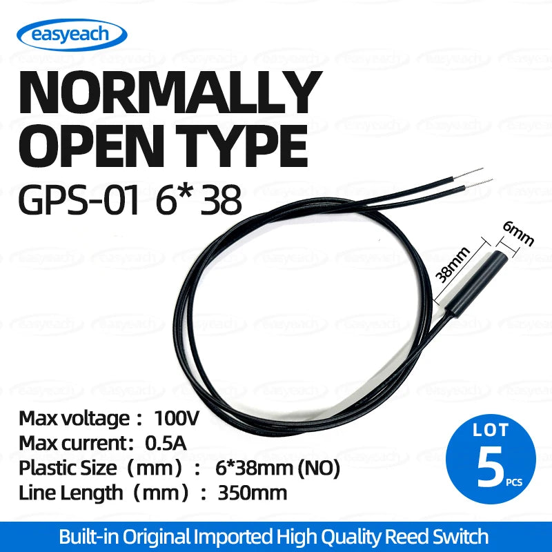 5pcs GPS-01 Reed switch 4x18mm 5x15/20/25mm 6x30/38mm NO/NC 6*38mmHP normally Open/closed Magnetron proximity Sensor GPS-01A /B