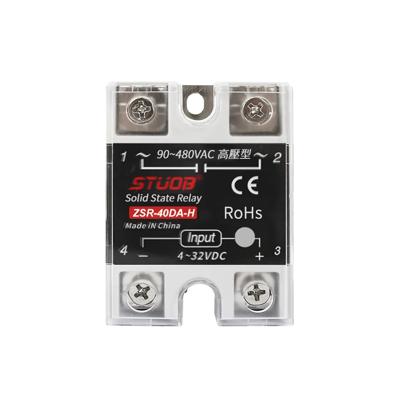 High-voltage Single-phase Solid State Relay Input 4-32VDC to Output 90-480VAC DC to AC SSR 10/25/40A Module Relay
