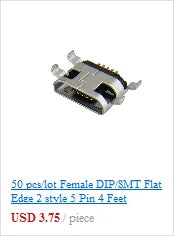 50pcs/lot 5Pin Micro-B SMD Micro USB Connector Female Port Jack Tail Sockect Plug For Android phone data connector
