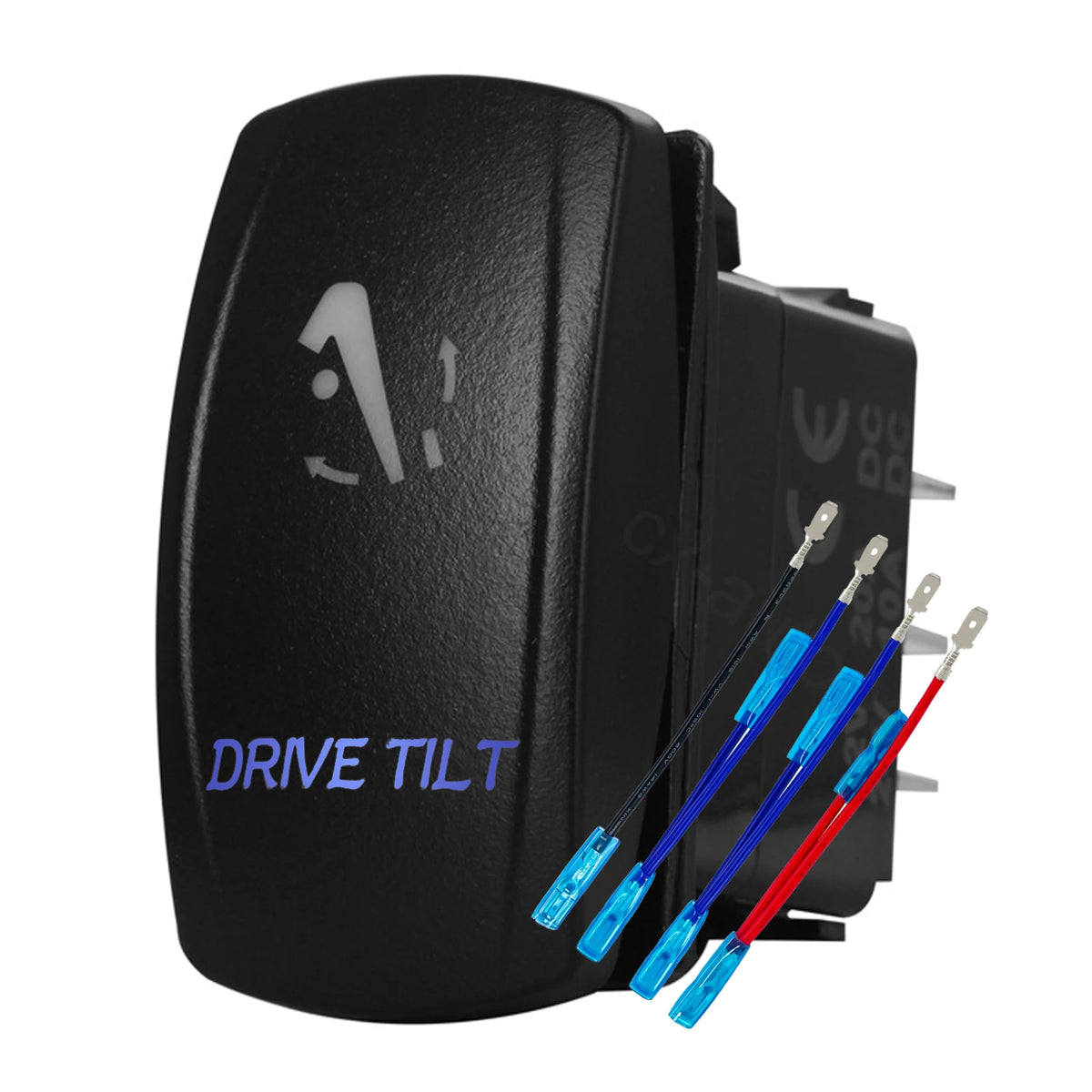 12V 24V Boat Trim Tabs Switch (ON)-OFF-(ON) Momentary Rocker Switch Waterproof Blue Light ON-OFF Toggle Switch With Harness