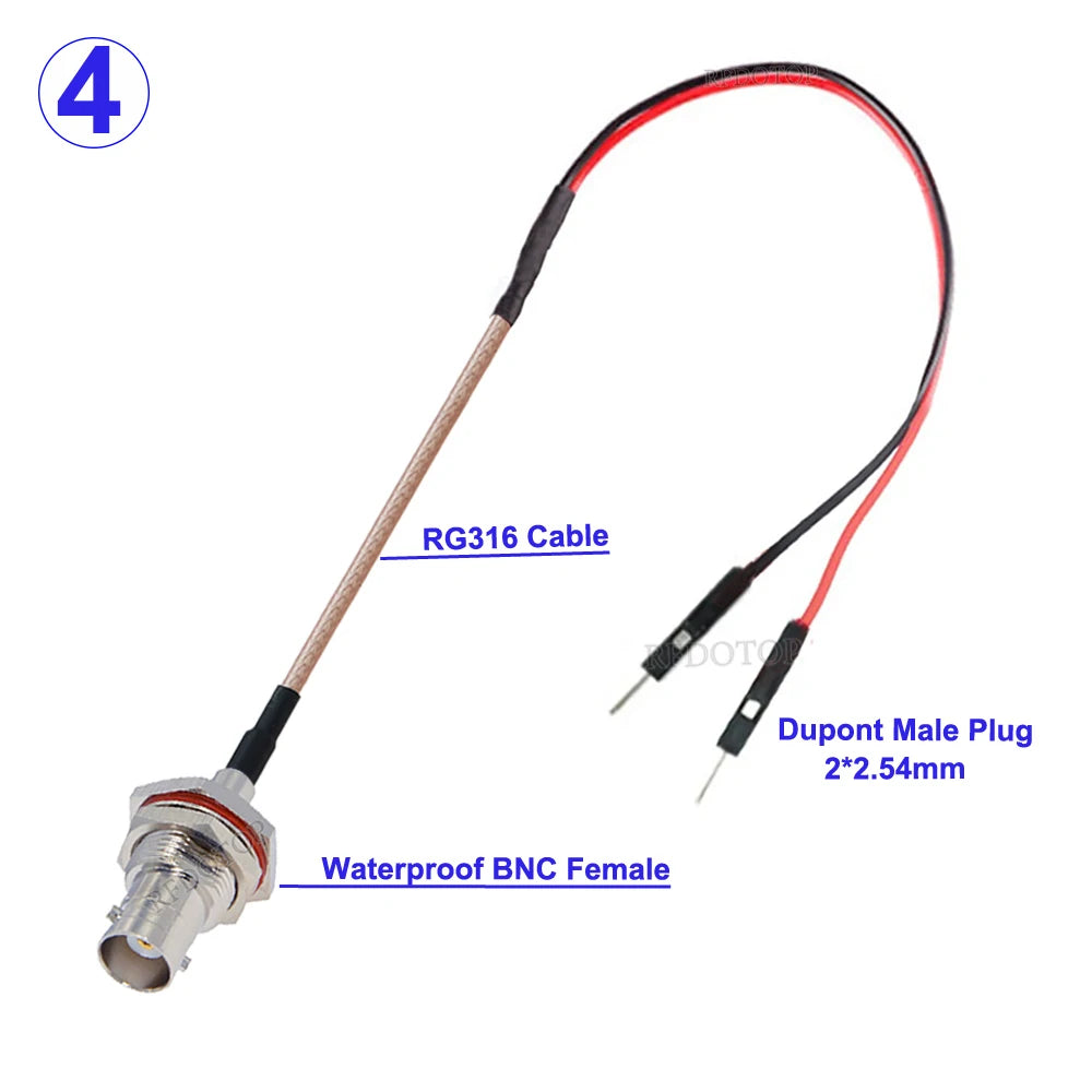 1PCS RG-316 BNC to DuPont Cable Q9 BNC Male / Female to 2 DuPont 2.54mm Male Plug Test Line RG316 Extension Jumper 10CM-20M