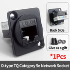 D-type RJ45 Network Module Panel Connector 8P8C Metal Housing Copper Pins Female Socket CAT6 CAT6A Shielded Crimping Module