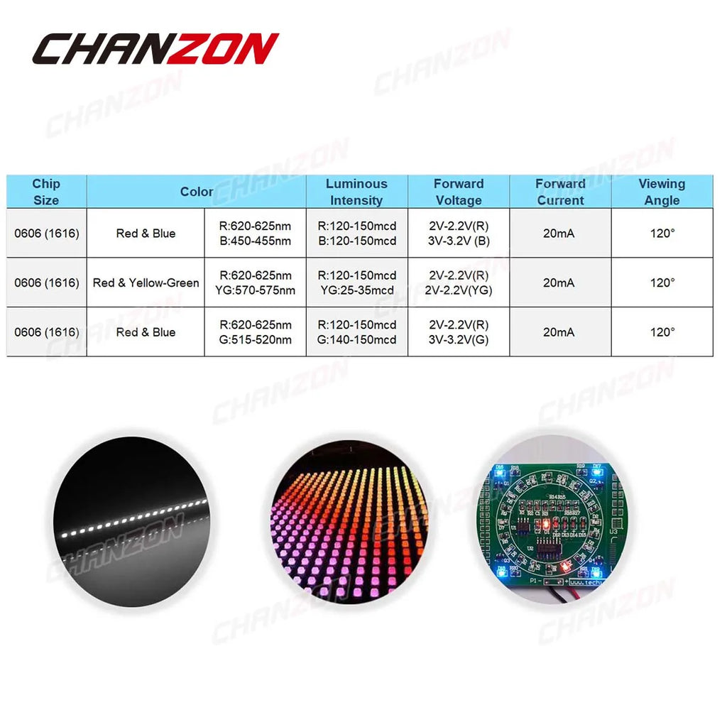 100pcs 0603 (0606) SMD LED Emitting Diode Lamp Chip Light Beads Red Green Yellow Blue Bicolor Common Anode Micro PCB Circuit SMT