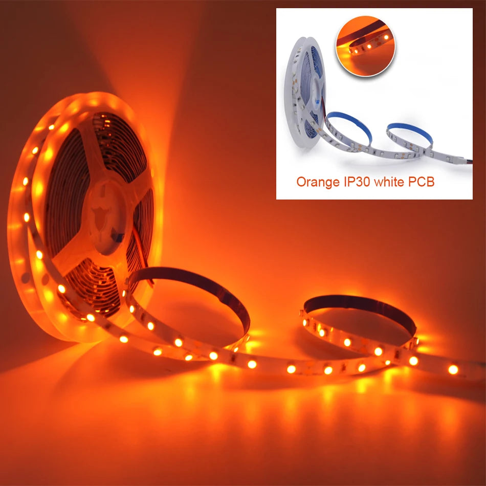12V 3528 SMD LED Strip Light Decoration 120LEDs/m 60LEDs/m Orange Lighting Flexible Ribbon Rope String LED Tape Light 1M 5M