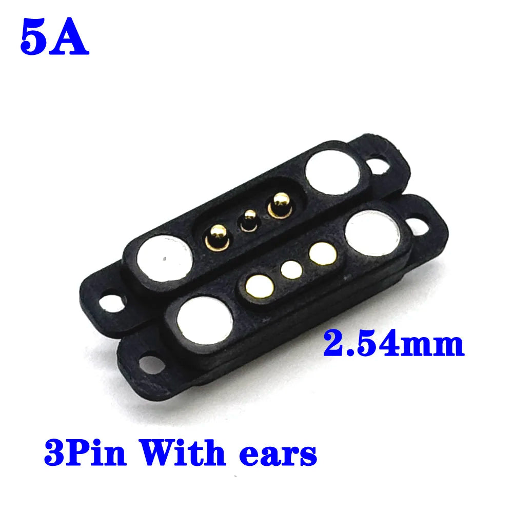 1sets DC 36V 5A Waterproof Magnetic Pogo Pin Connector 5Pin With Ears Pogopin Male Female Spring Loaded DC Power Socket