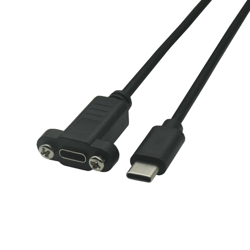 Pitch 17.5mm 5 Pin Micro Mini USB C Male To TYPE-C Female Extension Data Sync Power Charge Cable With Screws Lock Panel Mount