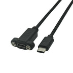 Pitch 17.5mm 5 Pin Micro Mini USB C Male To TYPE-C Female Extension Data Sync Power Charge Cable With Screws Lock Panel Mount