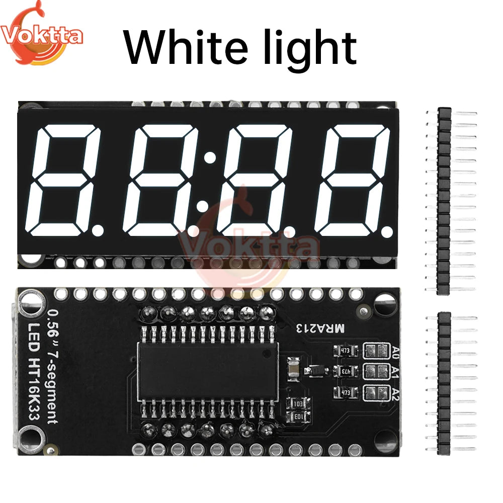 4 Bits Digital LED Display Module DIY Clock Electronic Kits 7 Segment 0.56 inch Time Clock Indicator with HT16K33 Driver Board