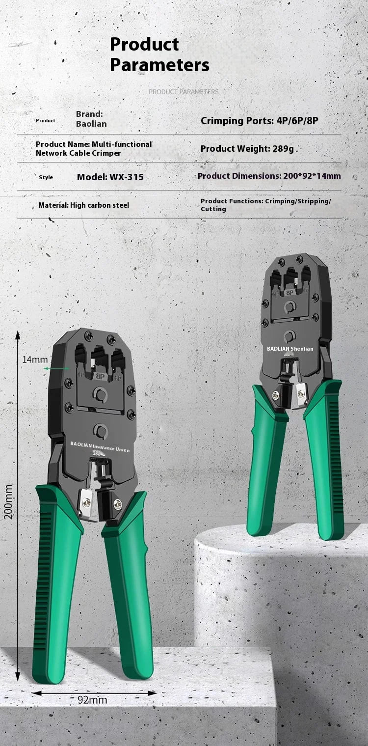 RJ45 Ethernet Cable Cutter Tool RJ11 Crimping Pliers Electrician LAN Network Tester Crimper for 6P 8P RJ12 Stripper Device Gauge