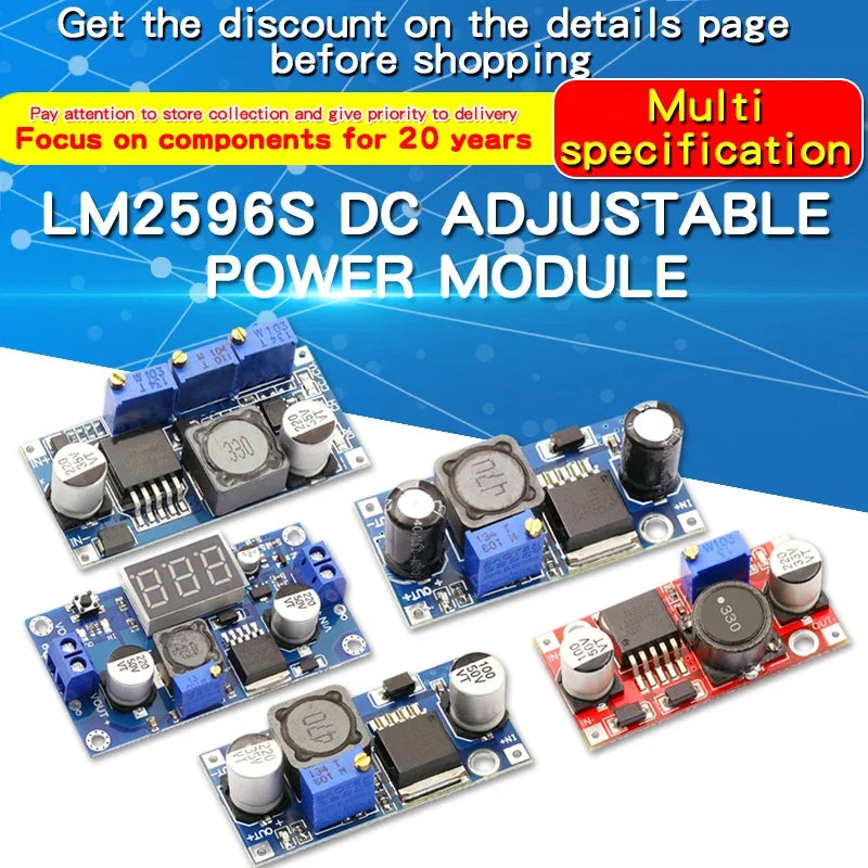 1PCS LM2596S DC-DC Adjustable Step-Down Regulated Power Supply Module DC-DC Power Board LM2596 3A 5A 75W 24V To 12/5V