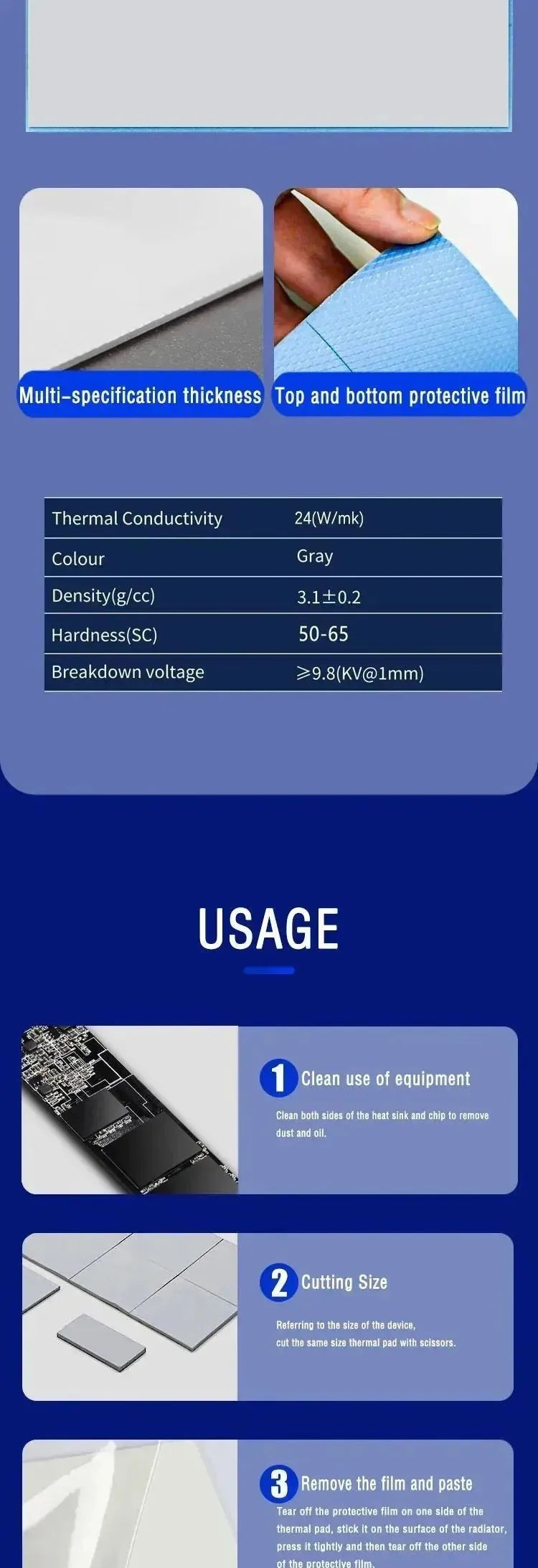 LDPCJ Thermal Pad CPU/GPU Graphics Card Motherboard high-performance Pad Heat Dissipation Silicone Pad Multi-Size