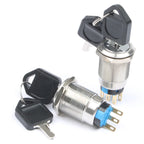 2/3 Positions Rotary Buttons 16/19/22mm Metal Brass Chrome Key Push Selector Switch 2NO2NC Press Without LED 2 keys