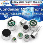 10pcs 6x5/9x7/4.5x2.2/6x2.2mm 2 Pin Mic Capsule Electret Condenser Microphone Dip Smd 52db 56db With Mp3 Accessories