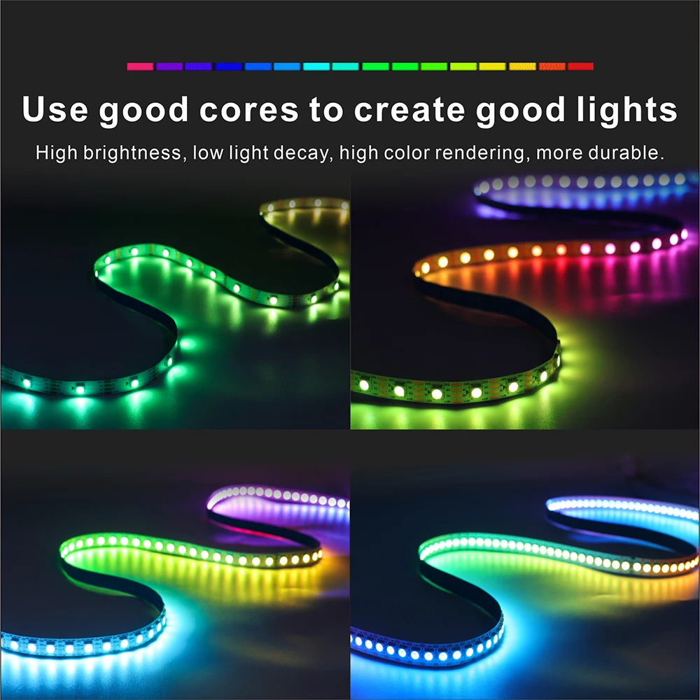 WS2815 DC12V LED Strip Light RGB Individually Addressable WS2812B WS2813 LED Lights Dual Signal 30 60 100 144 LEDs IP30 65 67