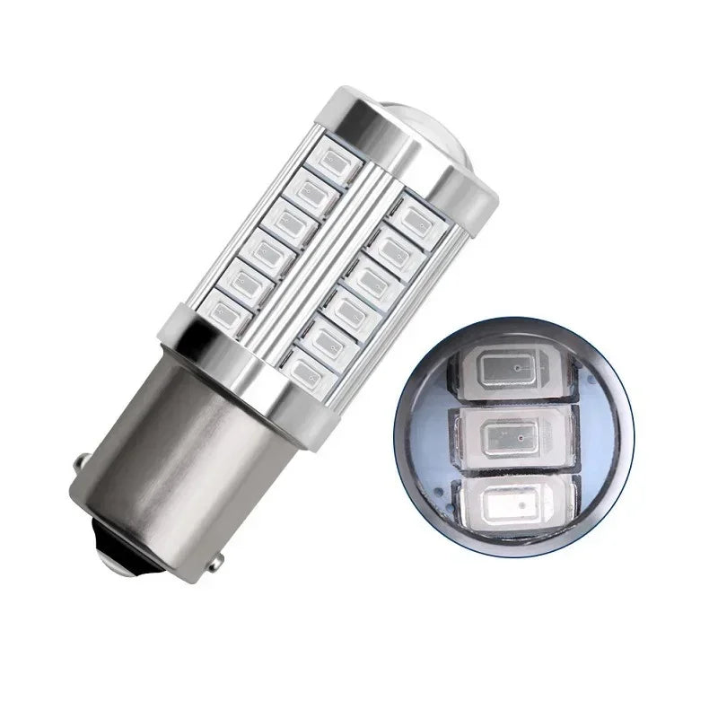 2x 1156 LED Bulbs BA15S BAY15D, 33SMD 5630/5730 P21W PY21W P21/5W 12V for Signal & Reverse Lights