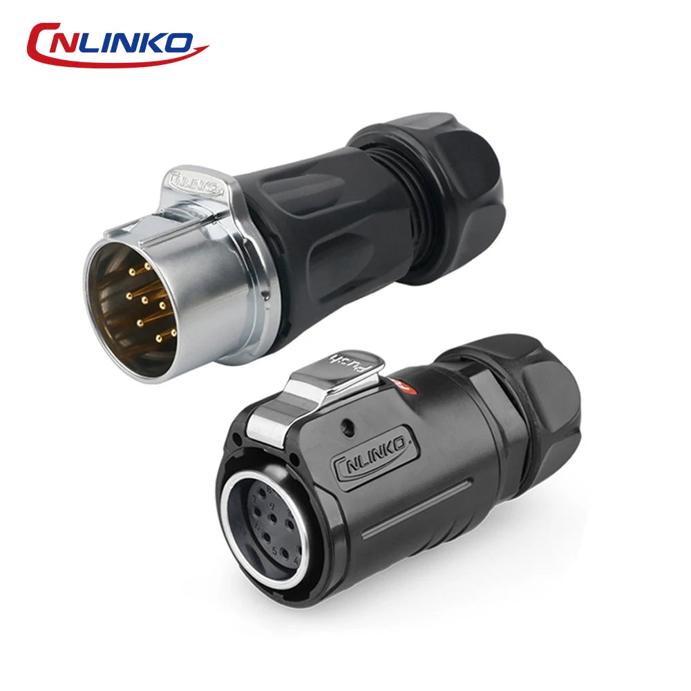 CNLINKO M24 PBT Waterproof Circular Solder Type Connector Female Plug+Male Mating Socket for Industrial Signal & Power Systems