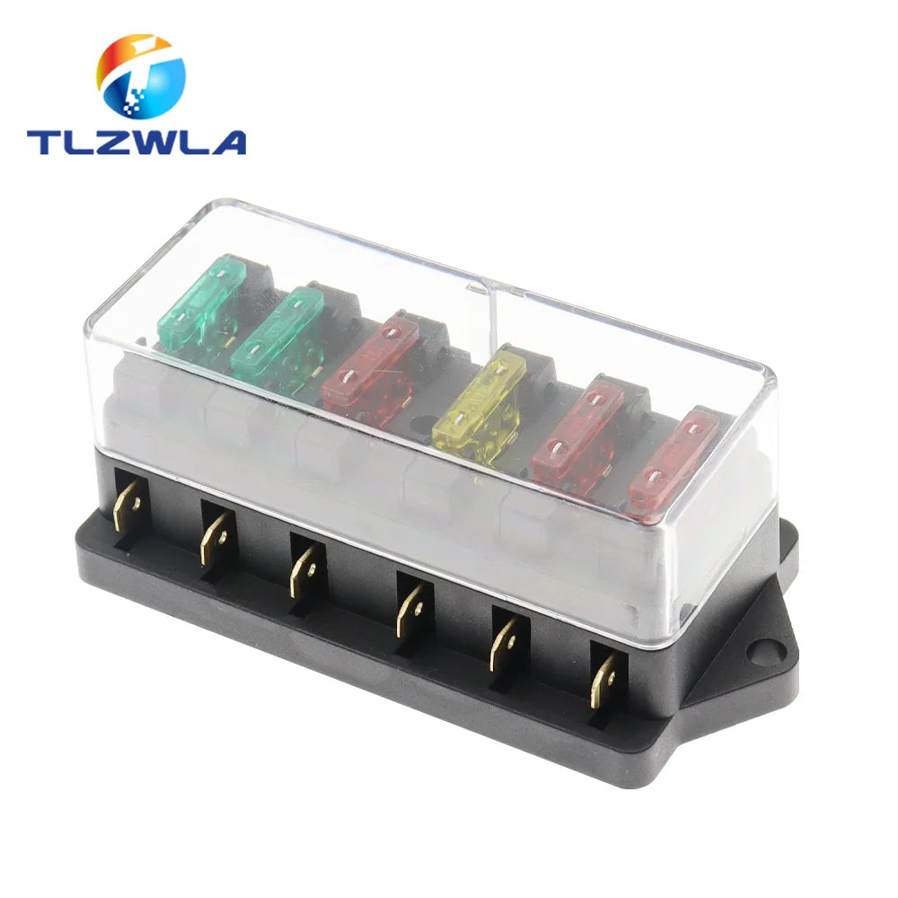 4/6/8/12 Way Car Fuse Box Car Fuse Holder Car Truck Auto Blade Fuse Box with 4/6/8/12 Fuses for 12V 24V ATO Standard Circuit