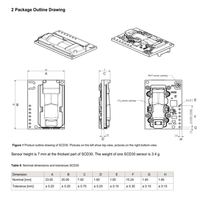 SCD30 CARBON dioxide gas sensor CO2 sensor module