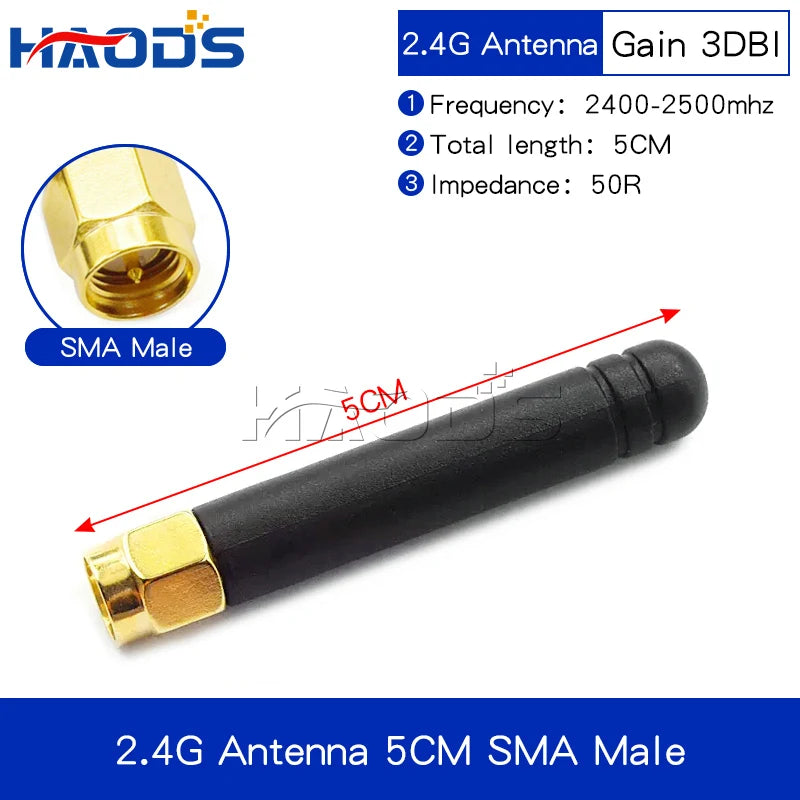 2PCS 2.4G Antenna Fold Glue Stick 3DBI WLAN Router Antenna Wifi Module Signal Enhancement 2400-2500mhz SMA Male Connector 6DBI